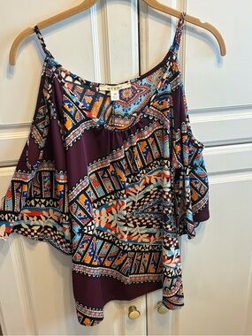 Miami vibrant multicolored geometric pattern & stylish cold-shoulder cutout